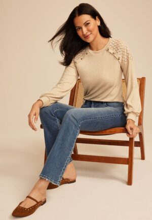 Lace Shoulder Raglan Top