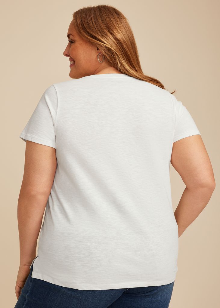 Plus Size Floral Embroidered Classic Fit Graphic Tee - Image 2