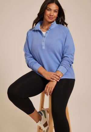 Plus Size Ottoman Snap Button Sweatshirt