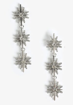 Silver Celestial Star Drop Earrings