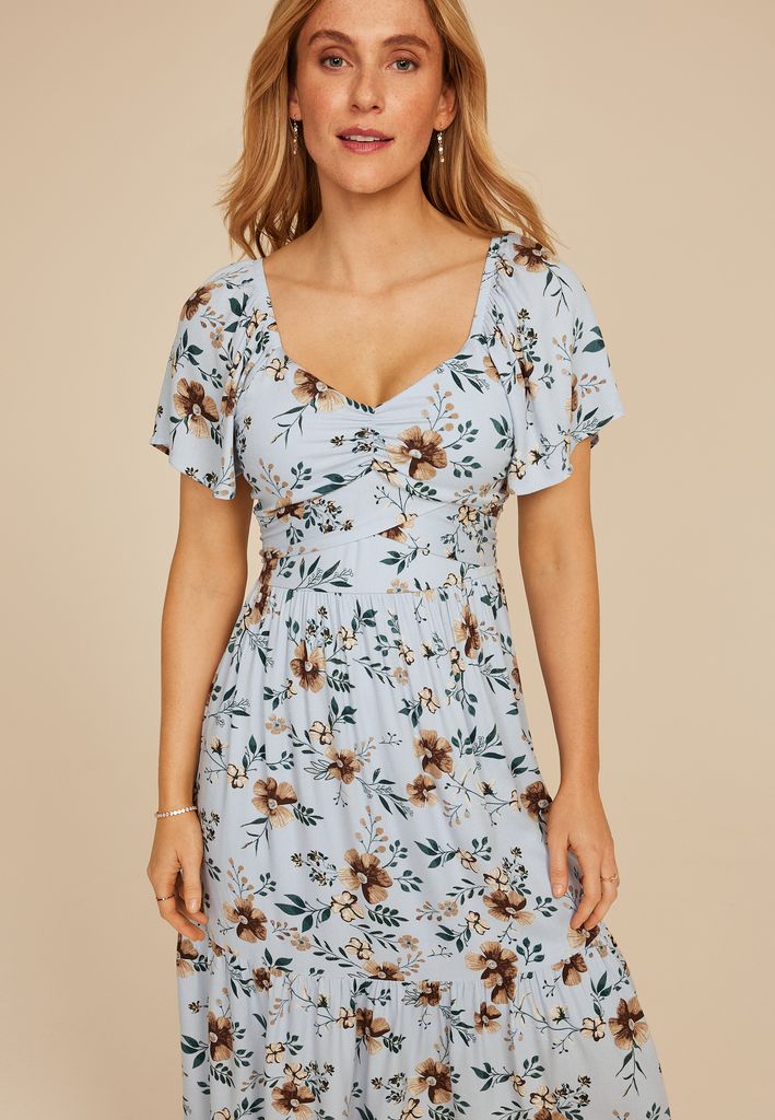 Floral Short Sleeve Tiered Midi Dress - Image 3