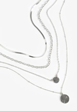 Silver 4 Row Layered Necklace