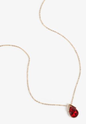 Gold Red Teardrop Pendant Necklace