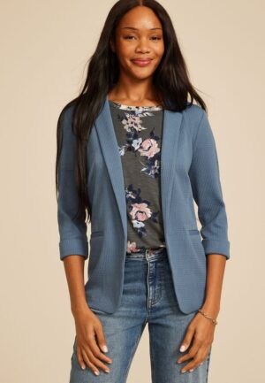 Textured Versa 3/4 Sleeve Blazer