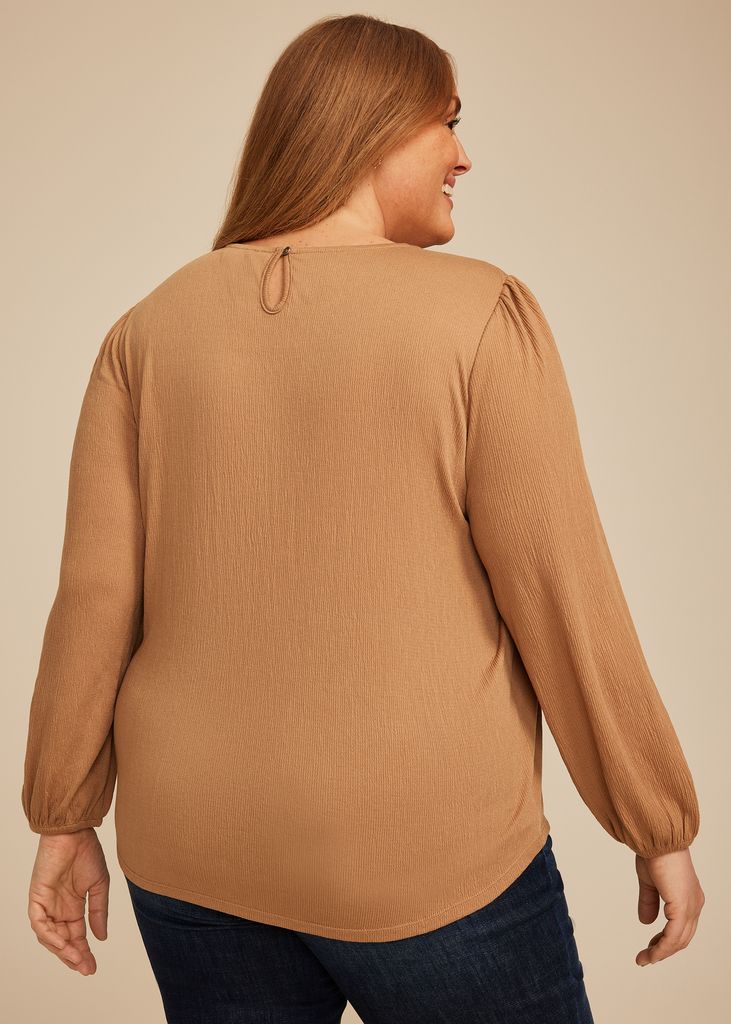 Plus Size Textured Lace Inset Pintuck Blouse - Image 2