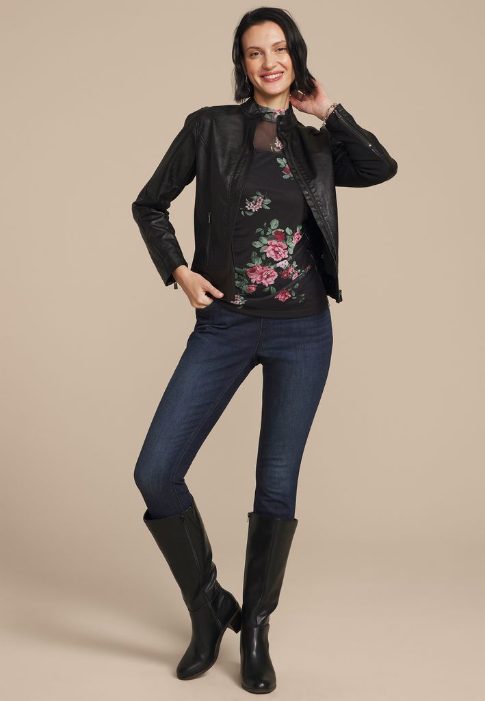 Floral Mesh Mock Neck Blouse - Image 3