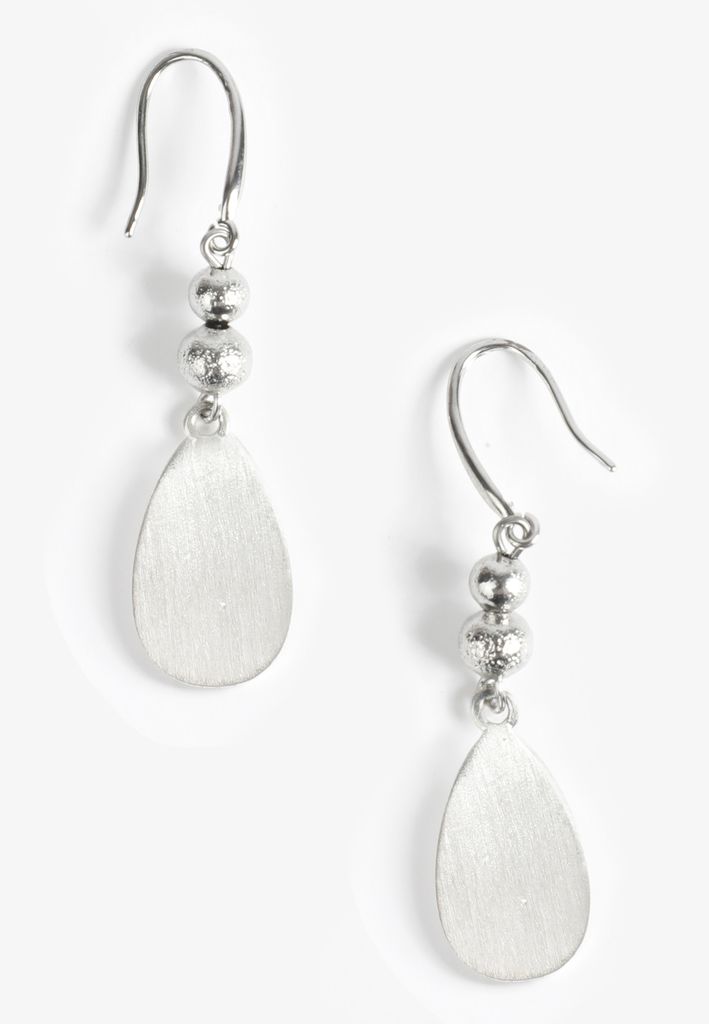 Silver Textured Teardrop Earrings