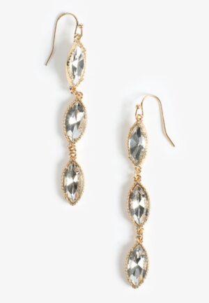 Gold Marquise Crystal Drop Earrings