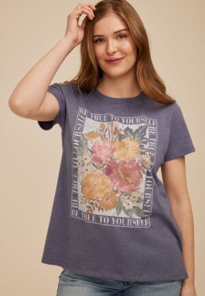 Floral Be True To Yourself Classic Fit Graphic Tee