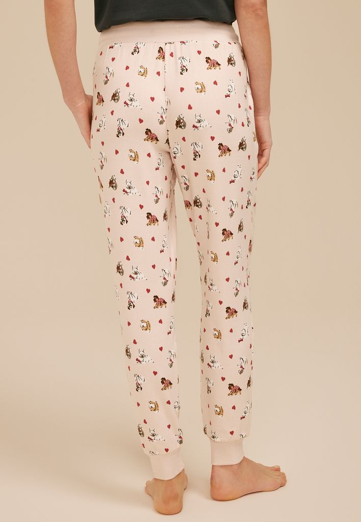 Dog Heart Print Jogger Pajama Pants - Image 2