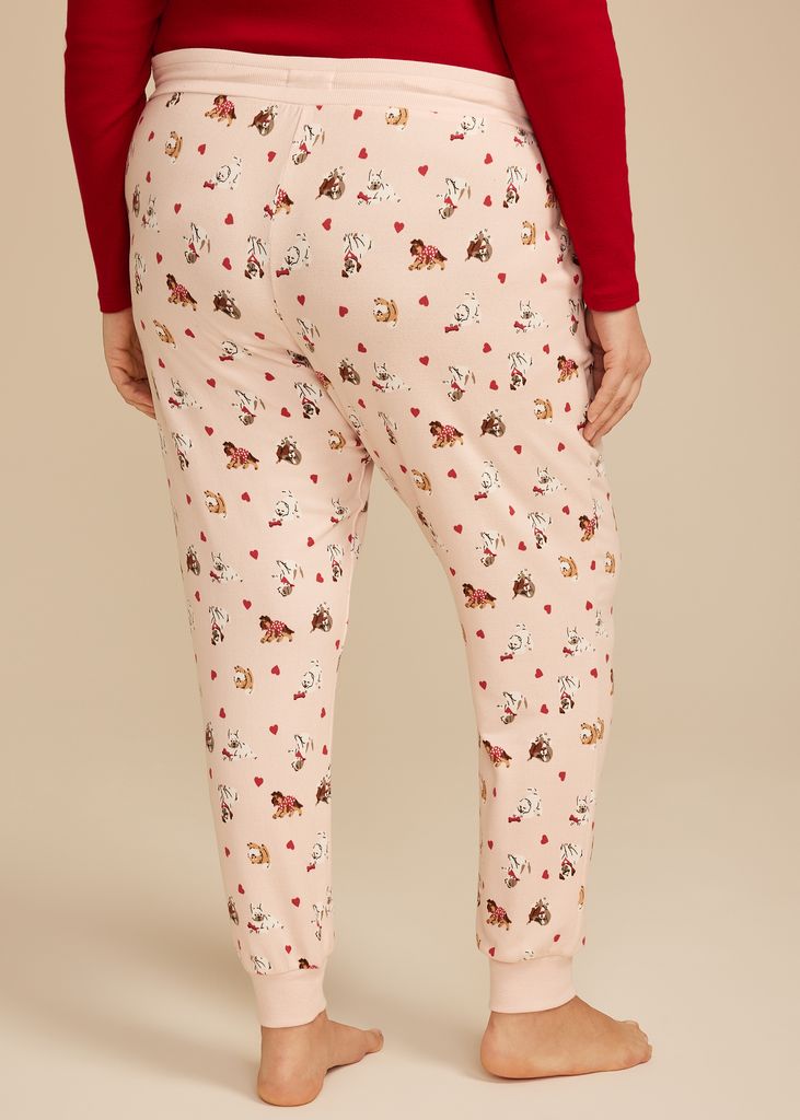 Plus Size Dog Heart Print Jogger Pajama Pants - Image 2