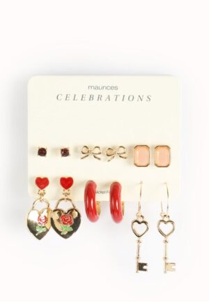 Gold Valentine Mixed Earring Set