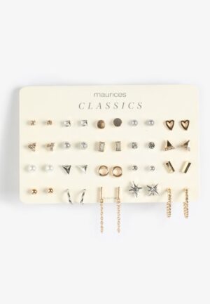 20 Pack Mixed Metals Earring Set