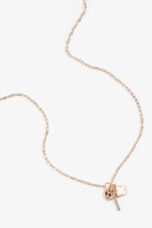 Gold Charm Cluster Pendant Necklace